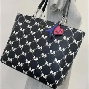 Karl Lagerfeld Adele Large Tote Bag Signature Print Black White NWT